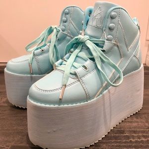 YRU Qosmo Hi Baby Blue Platform Sneakers